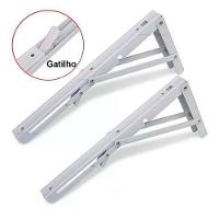 Kit 2 Suportes Mão Francesa Dobrável Retrátil Reforçada 39x13cm