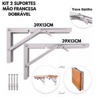 Kit 2 Suportes Mão Francesa Dobrável Retrátil Reforçada 39x13cm - 5