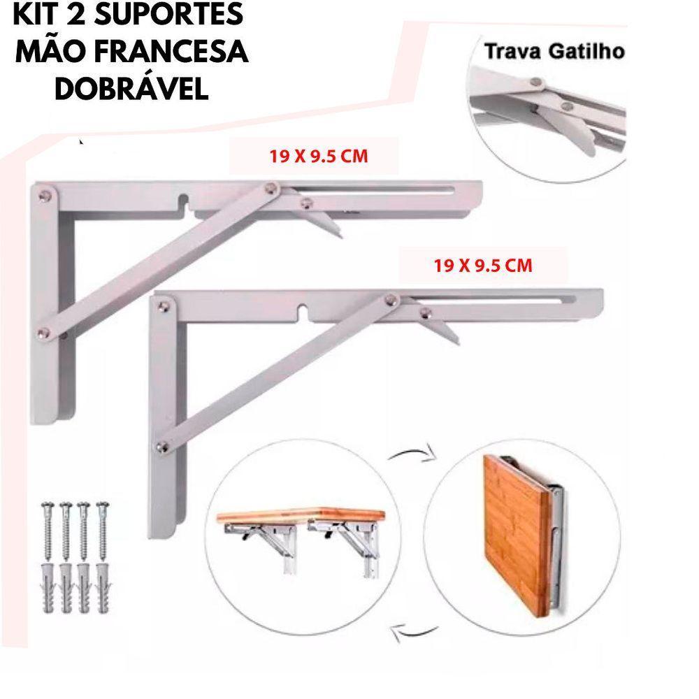 Kit 2 Mão Francesa Dobrável Retrátil Reforçada 19x9,5cm - 4