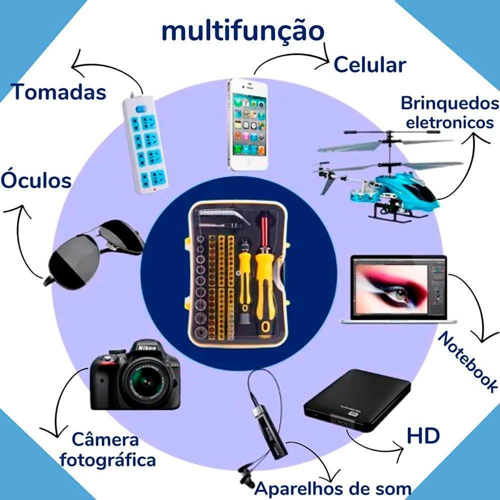 Kit Ferramentas 63 Chaves Precisão Celular Notebook Tablet Amarelo - 2