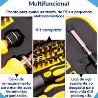 Kit Ferramentas 63 Chaves Precisão Celular Notebook Tablet Amarelo