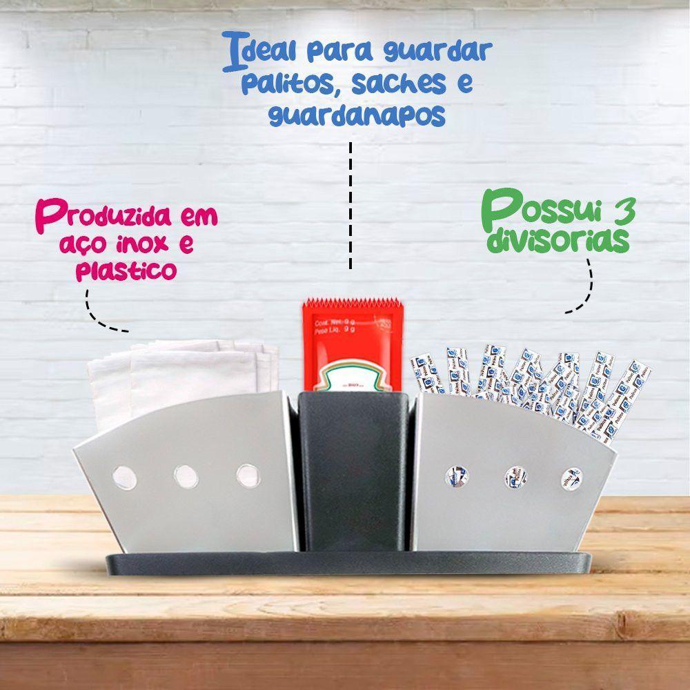Porta Sachês De Inox Com Suporte Para Palitos De Dente Para Açúcar, Sal, Ketchup - 7