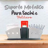 Porta Sachês De Inox Com Suporte Para Palitos De Dente Para Açúcar, Sal, Ketchup - 5