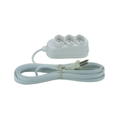 Extensão Tripla Tripolar Branca - Fiolux 3 Mts