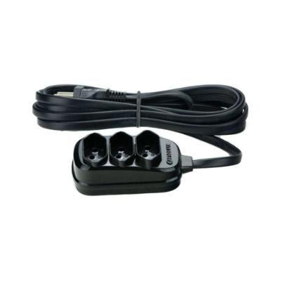 Extensão Tripla Tripolar Preta - Fiolux 5 Mts