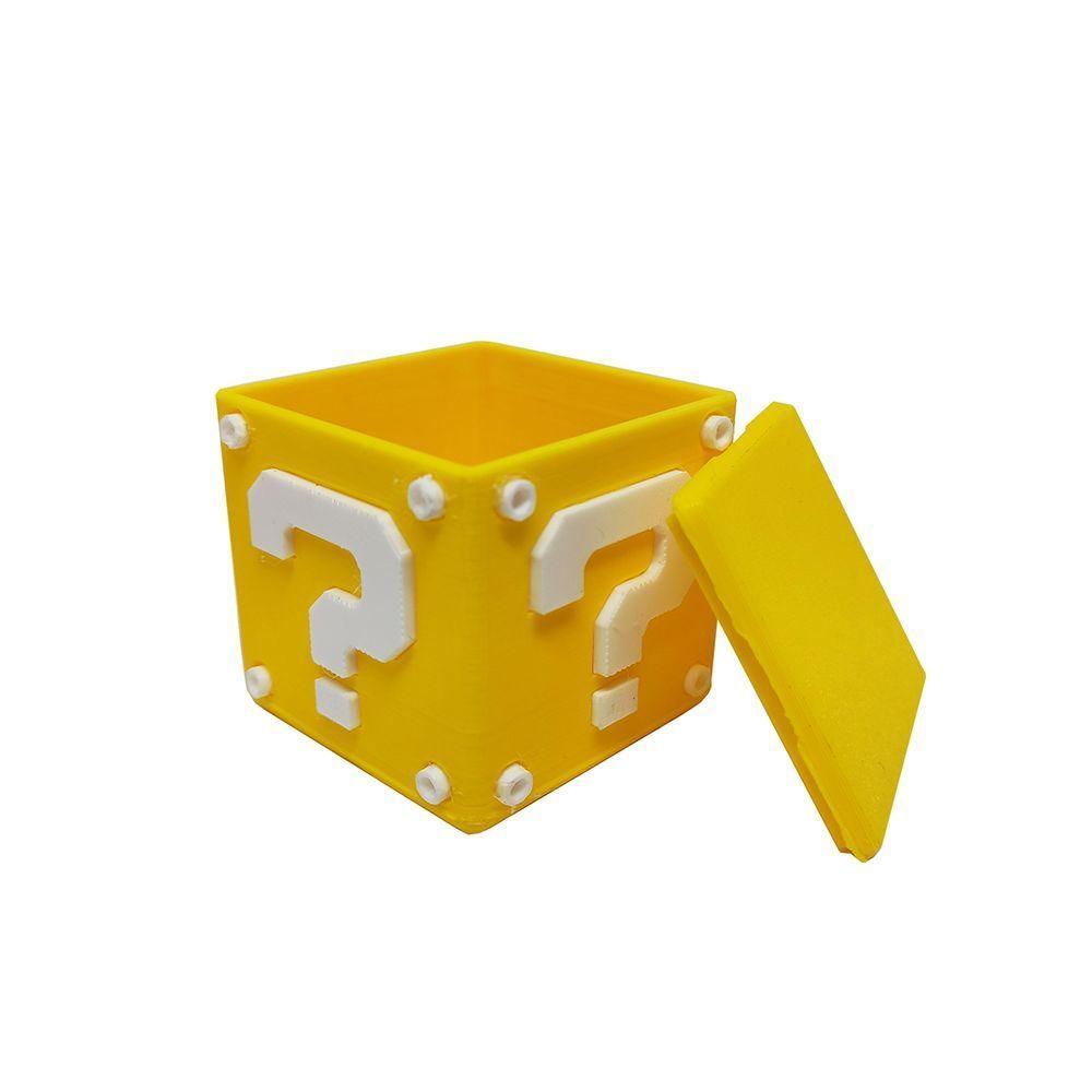 Cubo Interrogação Porta Objetos C- Tampa 5 Cm 3d Mario Gamer Mesa Escritório Geek - 3