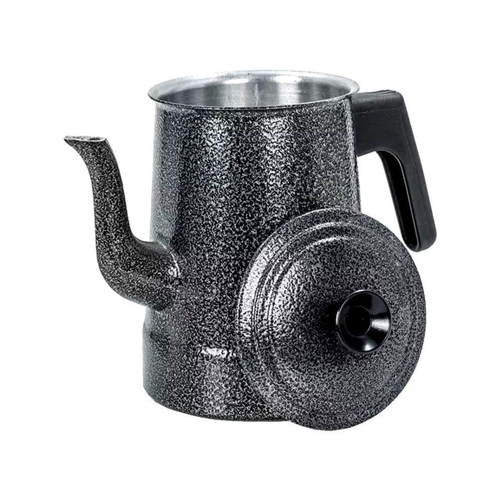 Bule Craqueado Preto Para Café Chá De Alumínio Repuxado 1l - 1