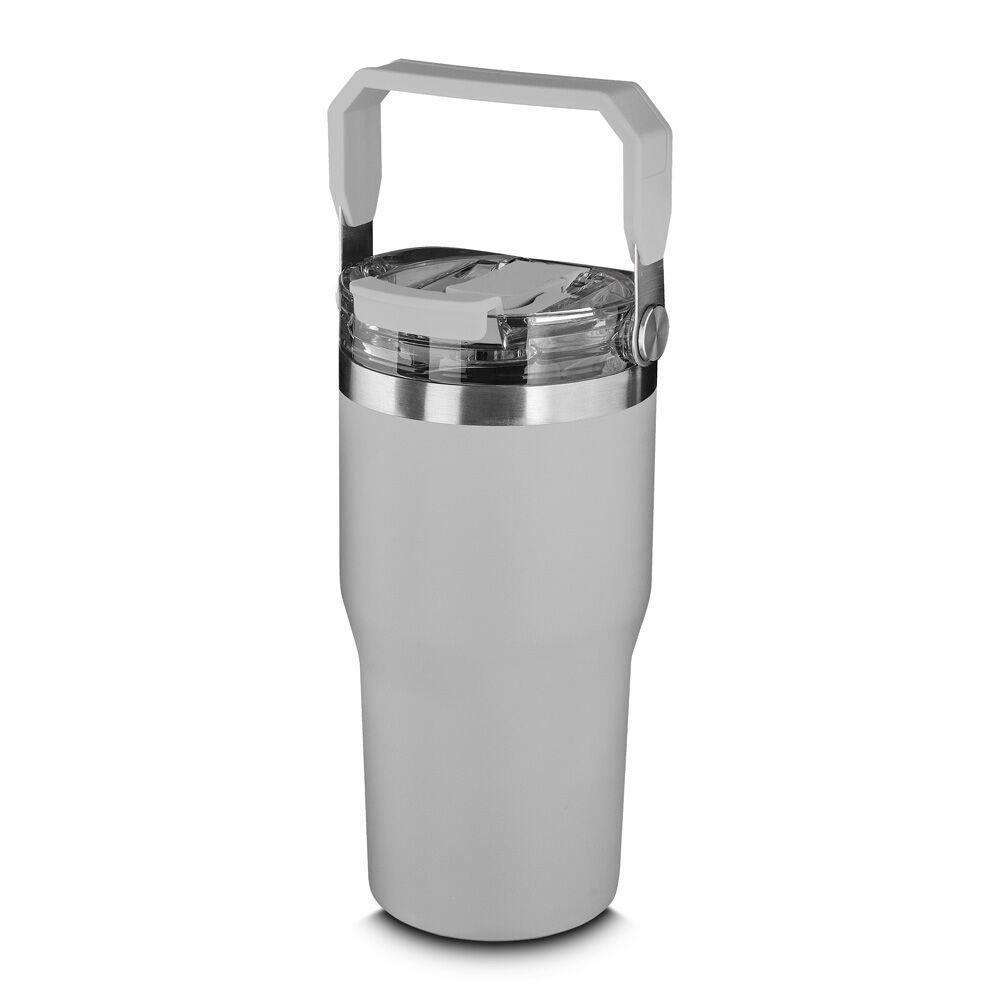 Garrafa Copo Térmico Parede Dupla Em Aço Inox Cinza 650ml - 1