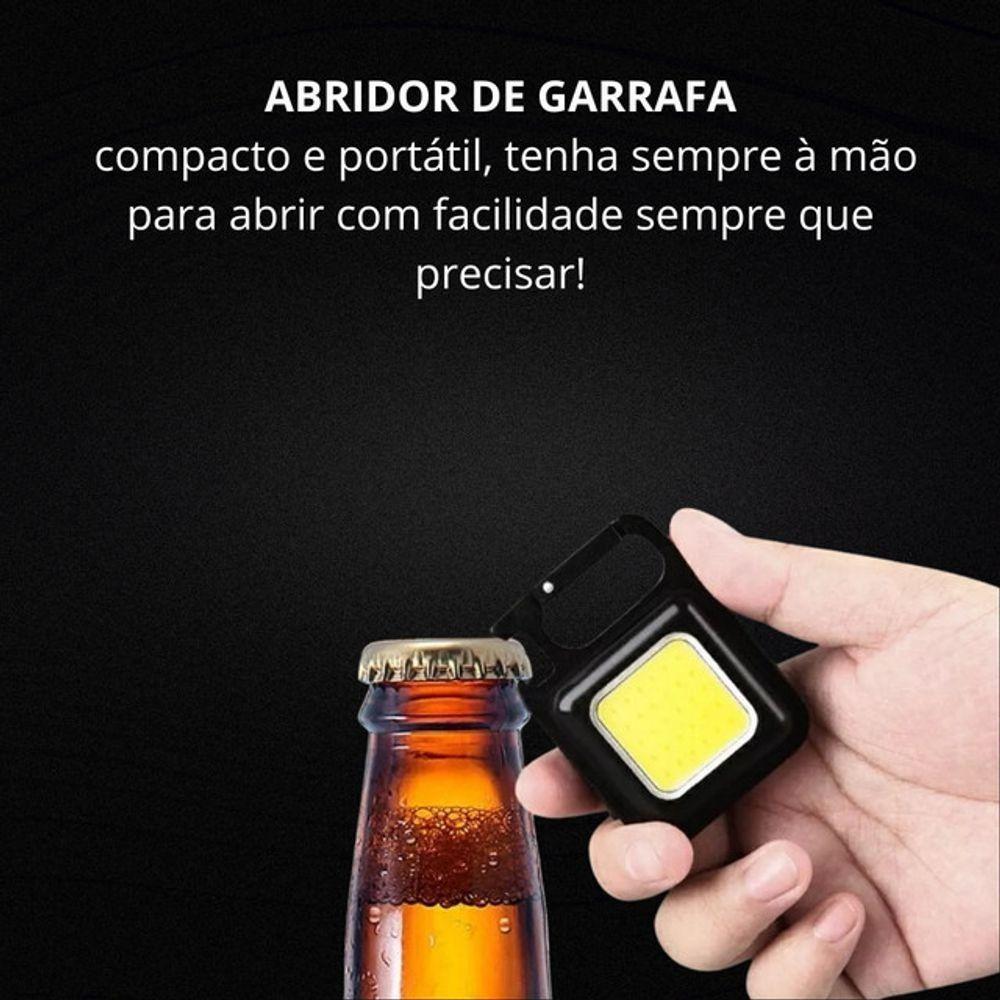 Mini Lanterna Mosquetão Chaveiro Led Holofote Multifuncional Usb Preto - 6