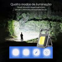 Mini Lanterna Mosquetão Chaveiro Led Holofote Multifuncional Usb Preto - 5