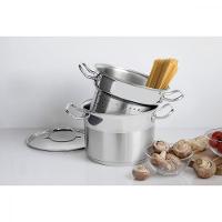 Jogo Cozi-pasta Tramontina Professional Em Aço Inox Fundo Triplo Com Tampa Plana Detalhe Satinado 2 Peças 24 Cm - 3