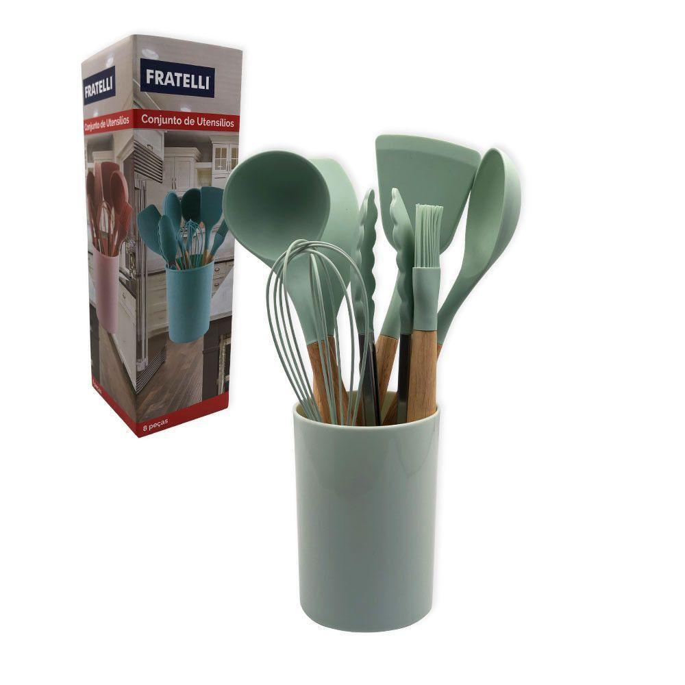 Conjunto De Utensilios Silicone 8 Peças - Verde Claro - 3