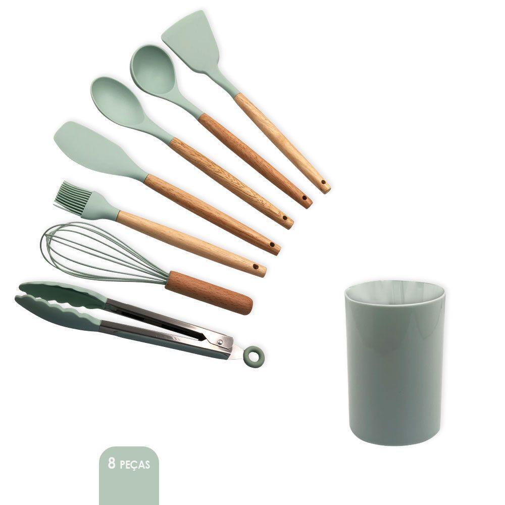 Conjunto De Utensilios Silicone 8 Peças - Verde Claro - 4