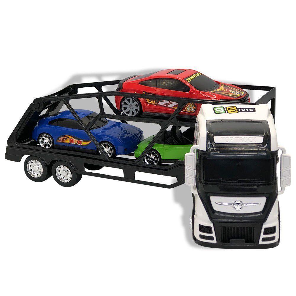 Caminhão Cegonheira Grande Com 3 Carrinhos - Branco - 4