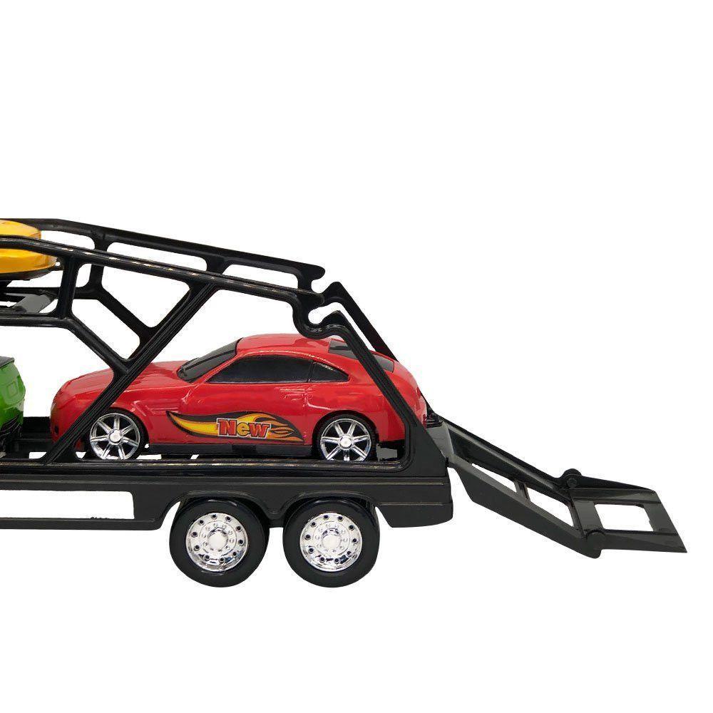 Caminhão Cegonheira Grande Com 3 Carrinhos - Vermelho - 4