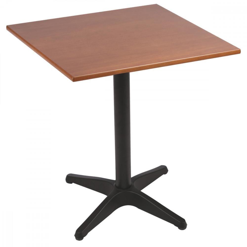 Mesa Quadrada Tramontina Piazza Em Madeira Tauari Amêndoa Com Base De Alumínio Preta 60 Cm - 1