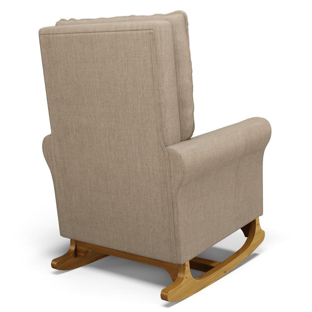 Kit 02 Poltronas De Amamentação E Descanso Base Madeira Balanço Brenda G05 Linho Areia - Mpozenato - 6