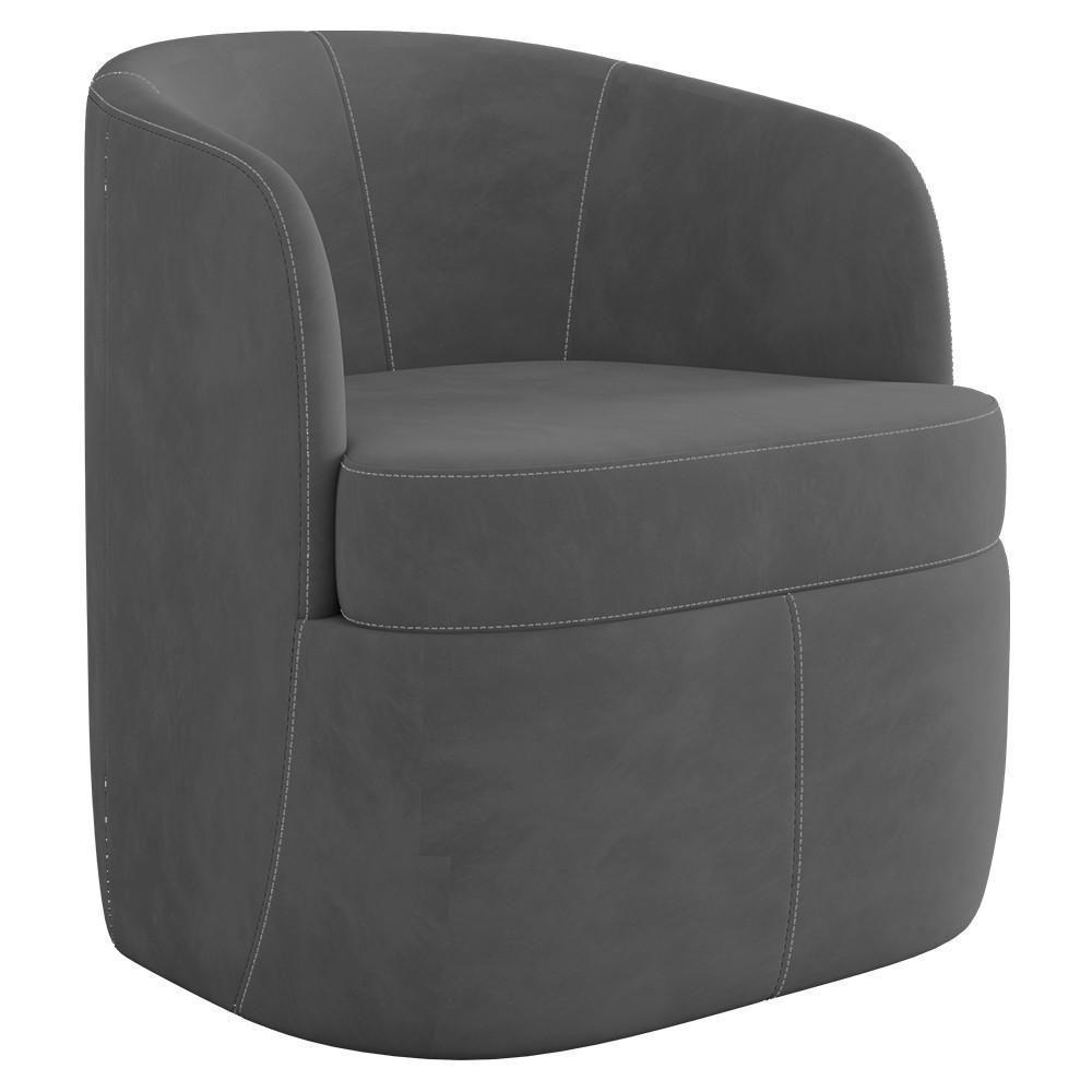 Kit 2 Poltronas Giratória Decorativa Para Sala Dandara K04 Veludo Cinza Escuro - Mpozenato - 5