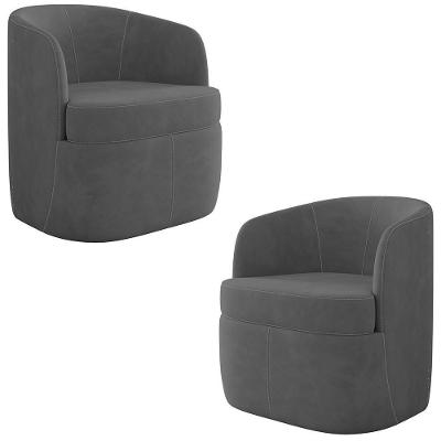 Kit 2 Poltronas Giratórias Decorativas Dandara K04 Veludo Cinza Escuro Mpozenato