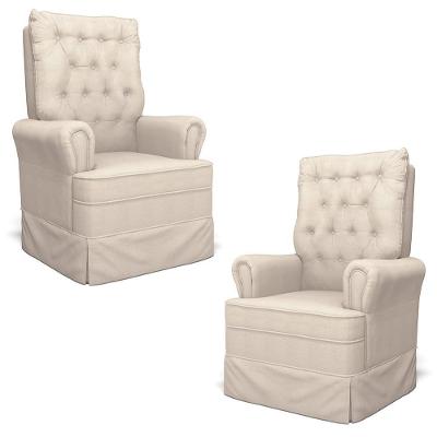 Kit 02 Poltronas De Amamentação E Descanso Com Balanço Laís G05 Linho Creme - Mpozenato