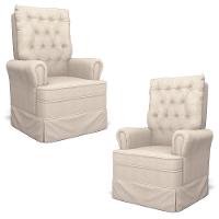 Kit 02 Poltronas De Amamentação E Descanso Com Balanço Laís G05 Linho Creme - Mpozenato - 1