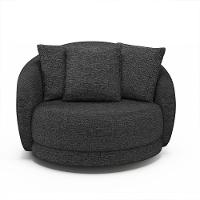 Kit 2 Poltronas Decorativa Giratória Para Sala Kaly M22 Linho Chumbo - Mpozenato - 5