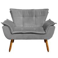 Kit 2 Poltronas Namoradeiras Pés Palito 2 Lugares Opla Suede Grafite - Ibiza - 2