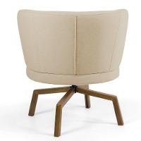 Kit 02 Poltronas Decorativas Melissa Base Ka Giratória Castanho C-129 Linho Bege Escuro - Domi - 6