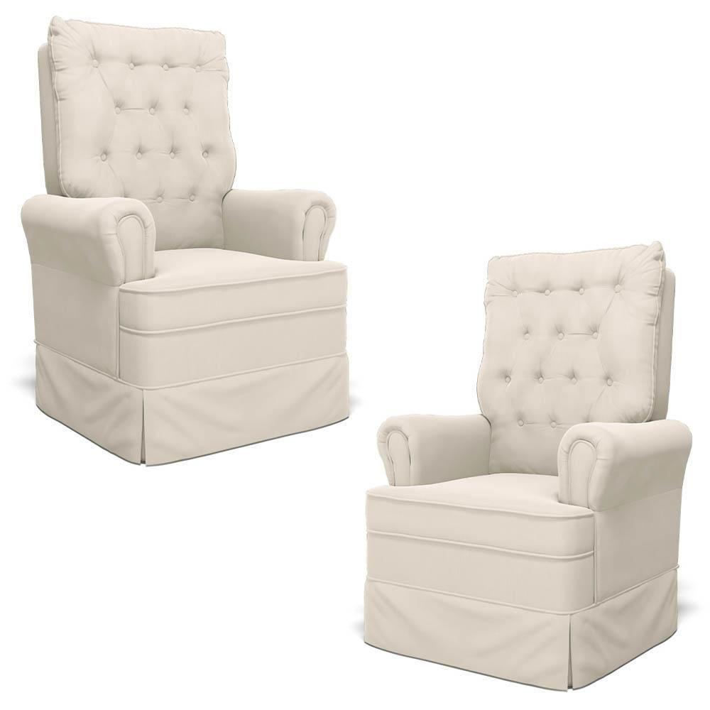 Kit 02 Poltronas De Amamentação E Descanso Com Balanço Laís G05 Veludo Creme - Mpozenato - 1