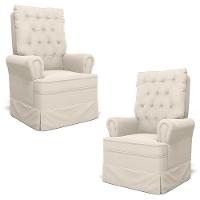 Kit 02 Poltronas De Amamentação E Descanso Com Balanço Laís G05 Veludo Creme - Mpozenato - 1