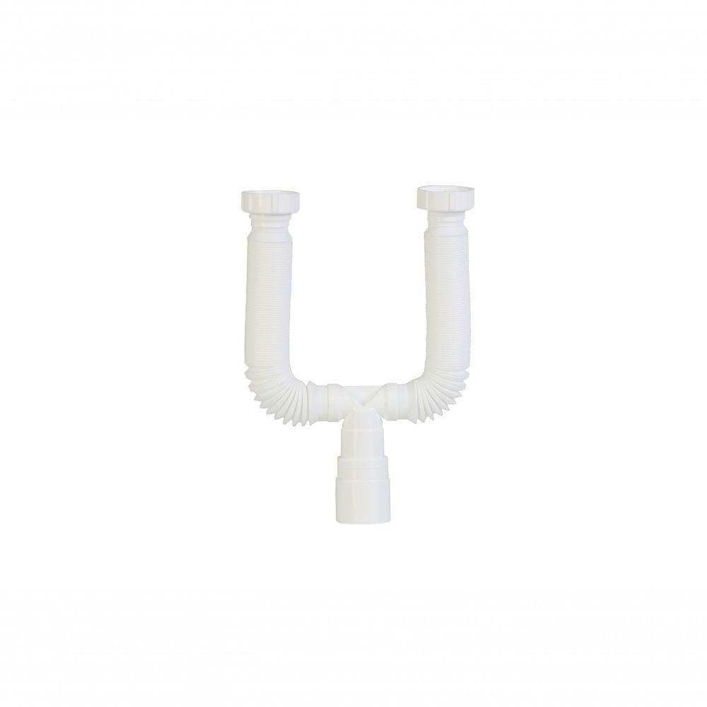 Sifão Duplo Extensível 71 Cm Universal Branco - Krona - 1