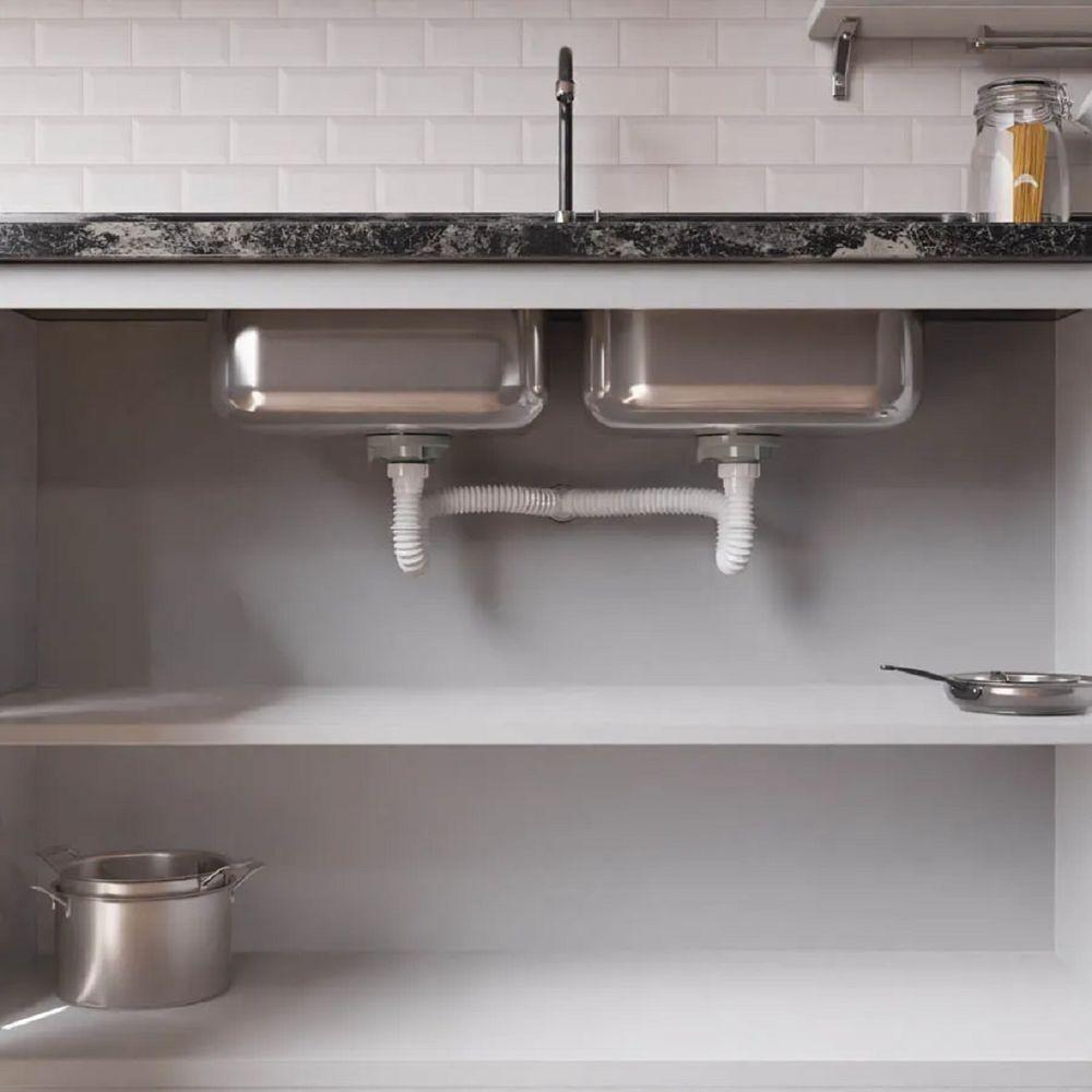 Sifão Duplo Extensível 71 Cm Universal Branco - Krona - 5