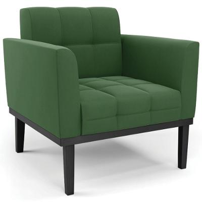 Poltrona Decorativa Ana Suede Verde Base Madeira Preto Ibiza