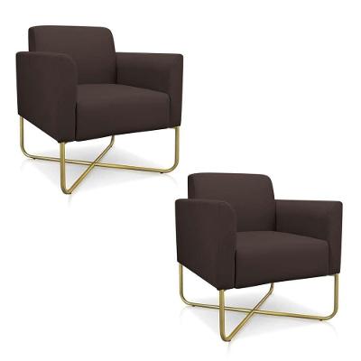 Kit 2 Poltronas Decorativas Maressa S06 Suede Marrom Ibiza