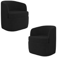 Kit 2 Poltronas Giratória Decorativa Para Sala Dandara K04 Veludo Preto - Mpozenato - 1