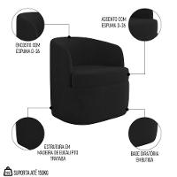 Kit 2 Poltronas Giratória Decorativa Para Sala Dandara K04 Veludo Preto - Mpozenato