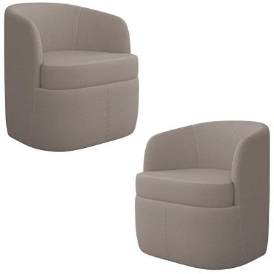 Kit 2 Poltronas Giratórias Decorativas Dandara K04 Bouclê Bege Escuro Mpozenato