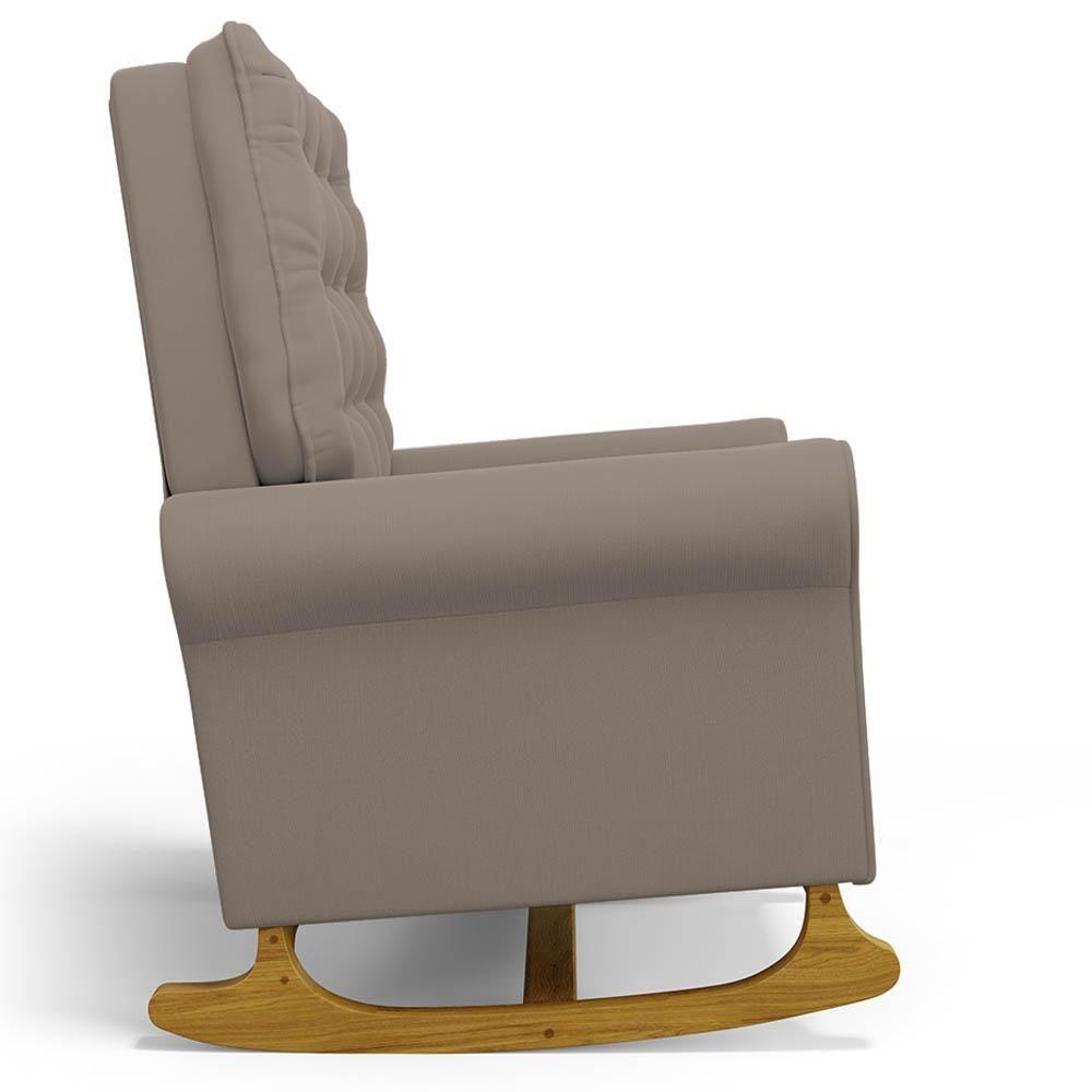 Poltrona De Amamentação Balanço E Puff Base De Madeira Brenda G05 Veludo Areia - Mpozenato - 5