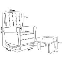 Poltrona De Amamentação Balanço E Puff Base De Madeira Brenda G05 Veludo Areia - Mpozenato