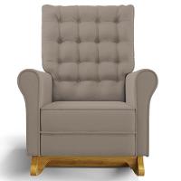 Poltrona De Amamentação Balanço E Puff Base De Madeira Brenda G05 Veludo Areia - Mpozenato - 7