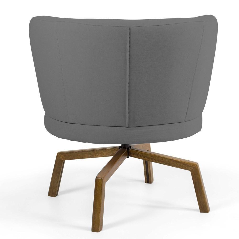 Kit 2 Poltronas Decorativas Melissa Base Ka Giratória Castanho Veludo C-317 Cinza - Domi - 6