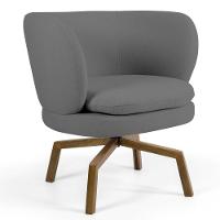 Kit 2 Poltronas Decorativas Melissa Base Ka Giratória Castanho Veludo C-317 Cinza - Domi - 2