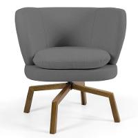 Kit 2 Poltronas Decorativas Melissa Base Ka Giratória Castanho Veludo C-317 Cinza - Domi - 3