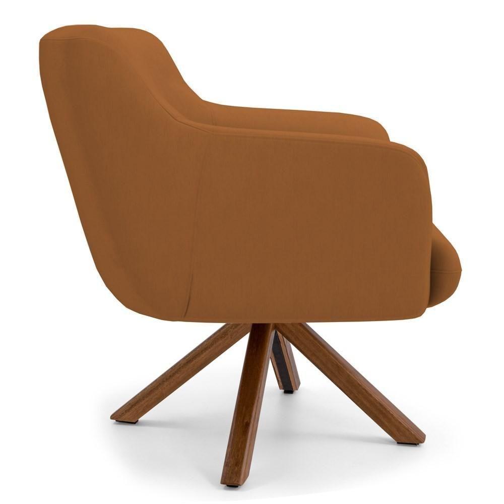 Kit 2 Poltronas Decorativas Giratórias Base Giromad Madeira Jade Veludo C-262 Telha - Domi - 3