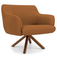 Kit 2 Poltronas Decorativas Giratórias Base Giromad Madeira Jade Veludo C-262 Telha - Domi - 6