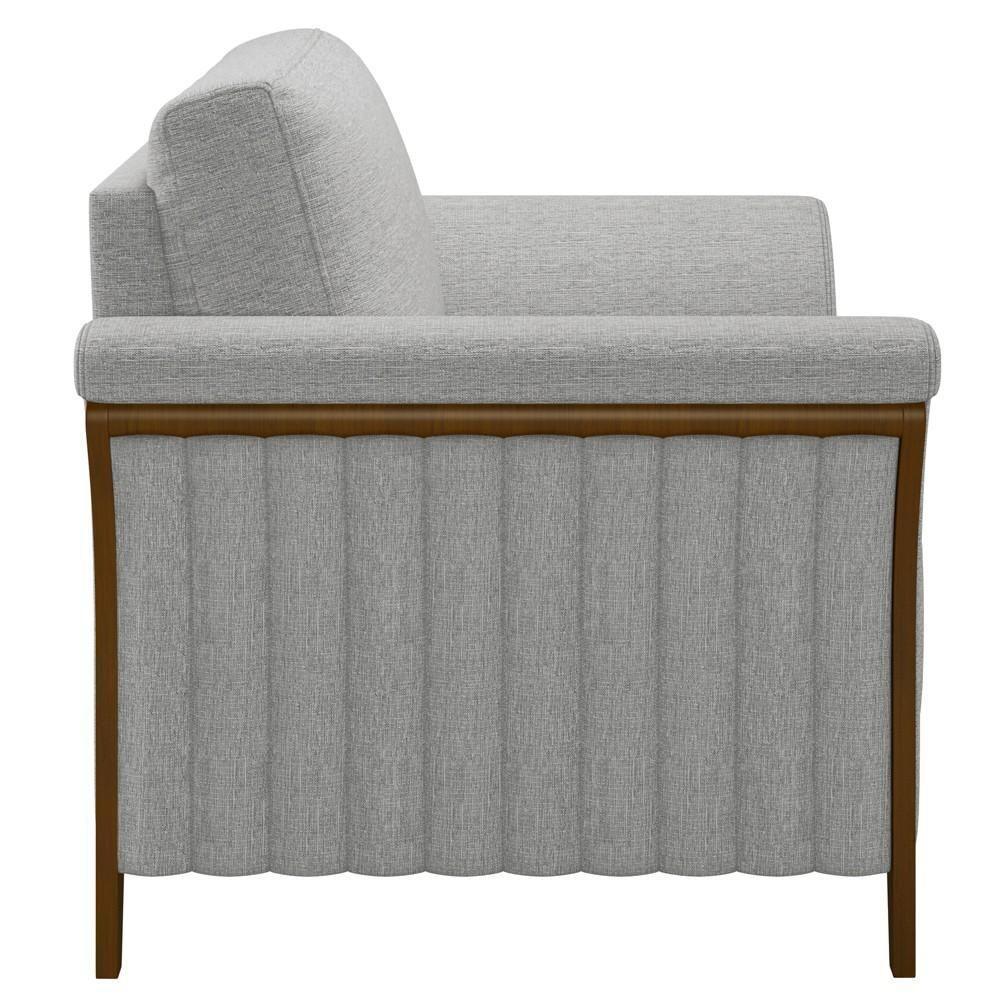 Kit 2 Poltronas Decorativas Sala De Estar 102cm Pés Madeira Roya M22 Linho Cinza - Mpozenato - 7