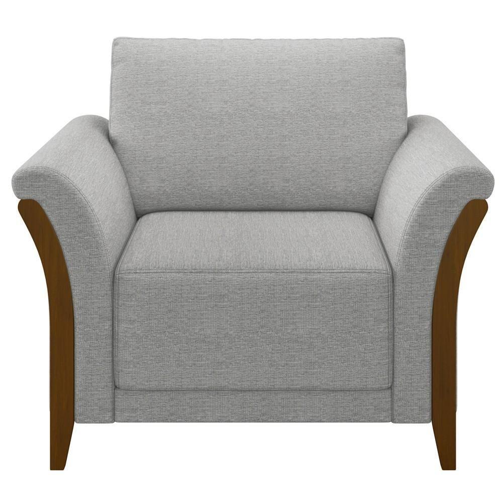 Kit 2 Poltronas Decorativas Sala De Estar 102cm Pés Madeira Roya M22 Linho Cinza - Mpozenato - 8