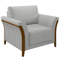 Kit 2 Poltronas Decorativas Sala De Estar 102cm Pés Madeira Roya M22 Linho Cinza - Mpozenato - 3