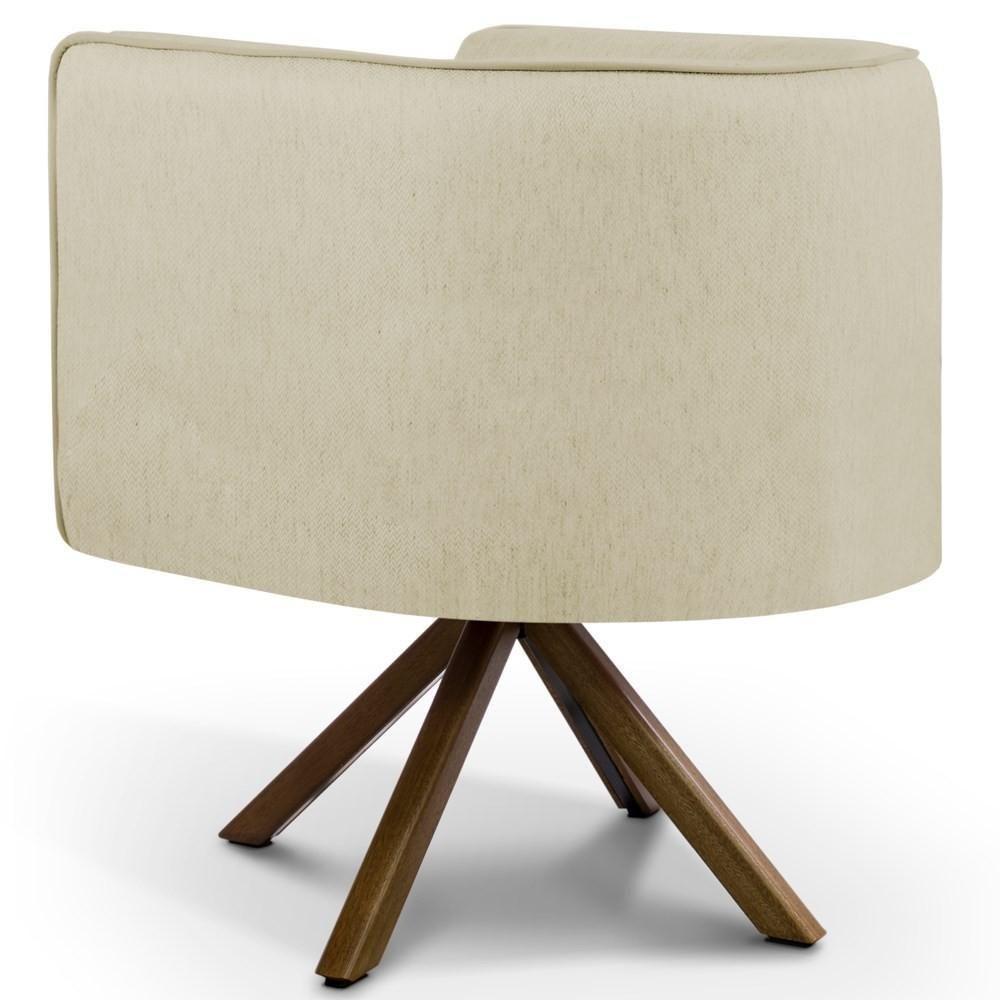 Kit 2 Poltronas Decorativas Base Giromad Madeira Betina C-129 Linho Bege - Domi - 3