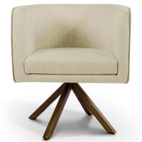 Kit 2 Poltronas Decorativas Base Giromad Madeira Betina C-129 Linho Bege - Domi - 2